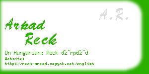 arpad reck business card